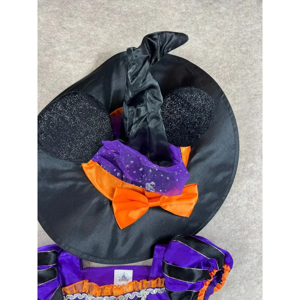Disney Halloween Minnie Mouse Witch Dress Costume and Hat Size 5/6